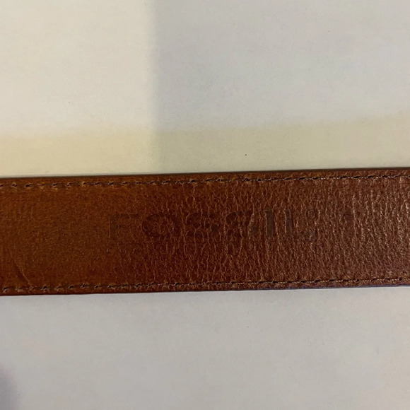 Fossil Brown Leather Hinged Belt Size Medium - Picture 5 of 6